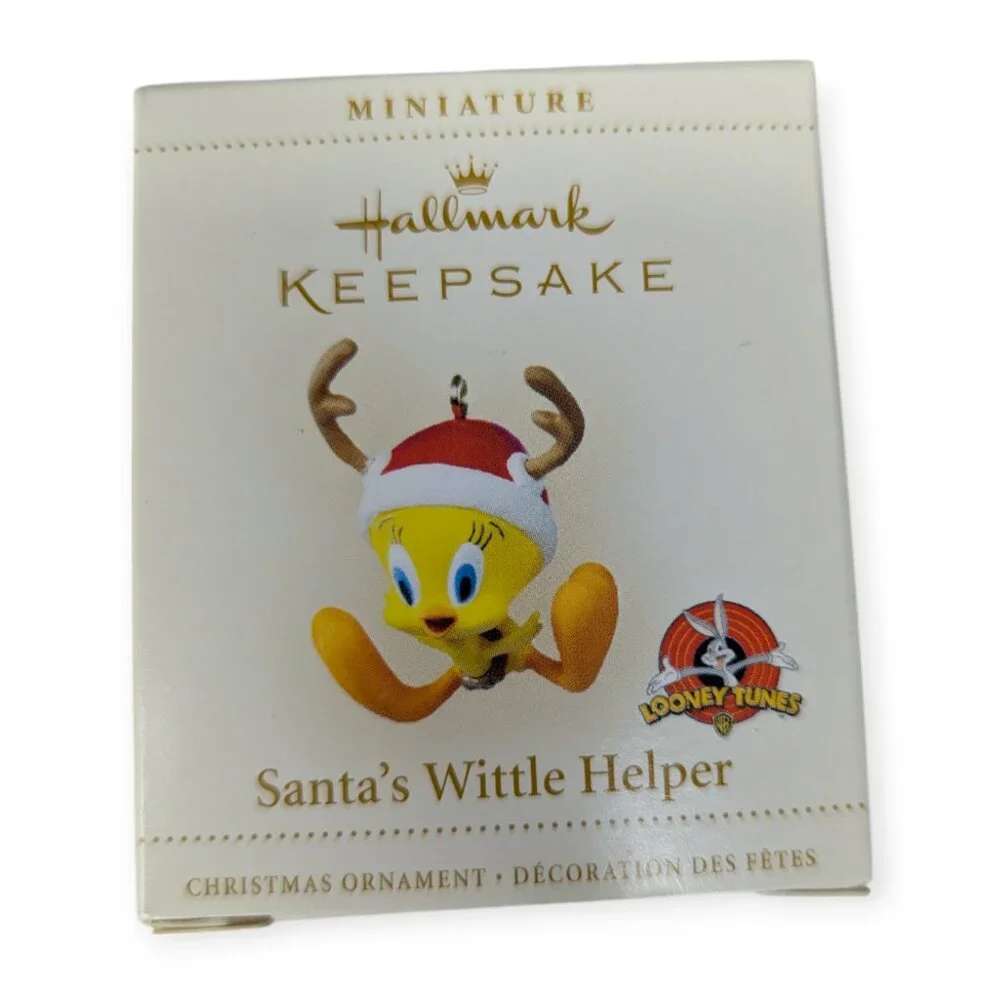 Hallmark Keepsake Mini Ornament Santa's Wittle Helper Tweety Bird Looney Tunes
